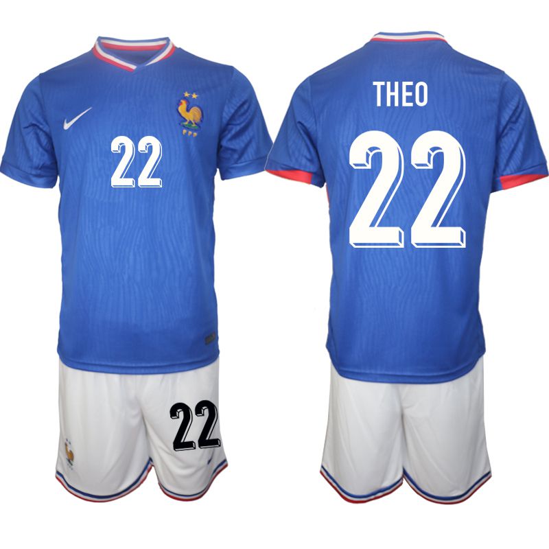 Men 2024-2025 Season France home Blue 22 Soccer Jersey